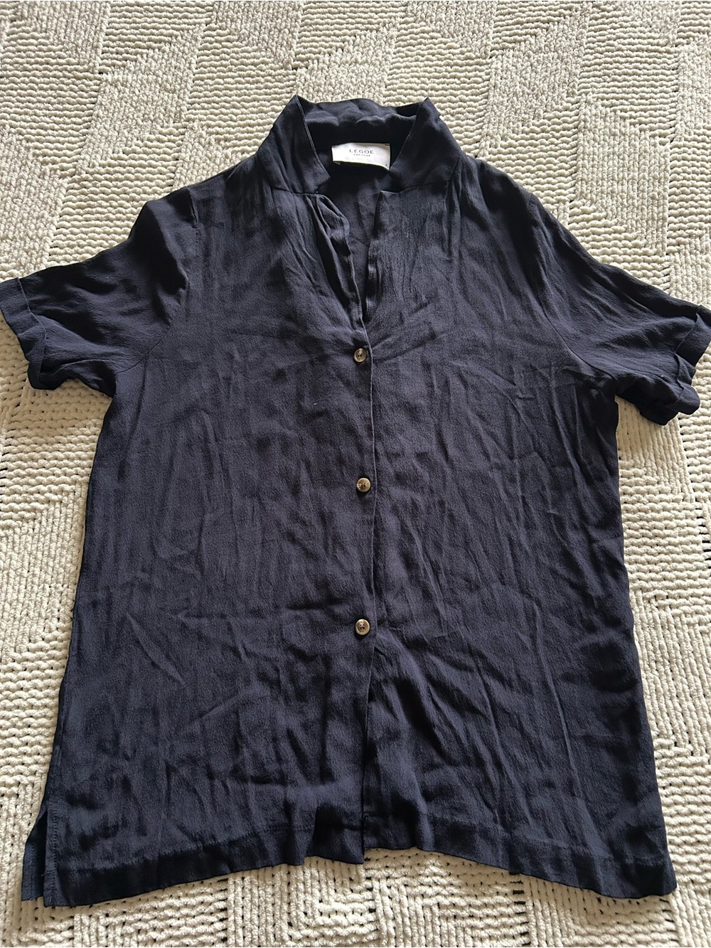Navy Legoe Heritage Button Up Maternity Blouse 0